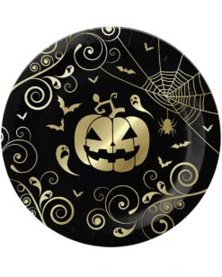 Extravagante Halloween Kürbis Pappteller 6 St.