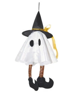 Kleines Weißes Gespenst Mit Hexenhut 36 Cm -Halloween Dekorations Geschäft kleiner weisser geist mit hexenhut little white ghost with witch hat 39603 03