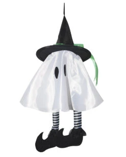 Kleines Weißes Gespenst Mit Hexenhut 36 Cm -Halloween Dekorations Geschäft kleiner weisser geist mit hexenhut little white ghost with witch hat 39603 04
