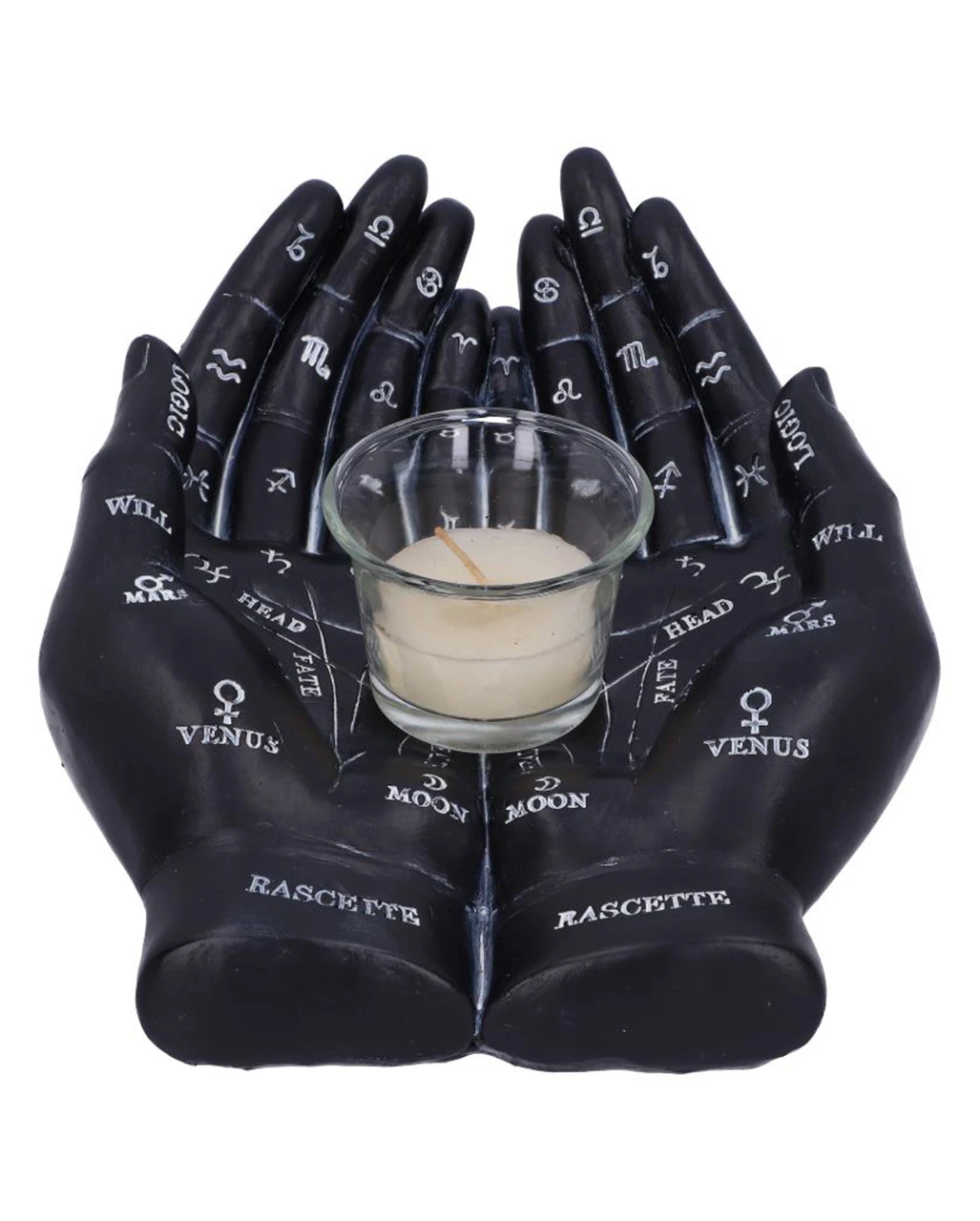 Schwarze Chiromantie-Hände Teelichthalter