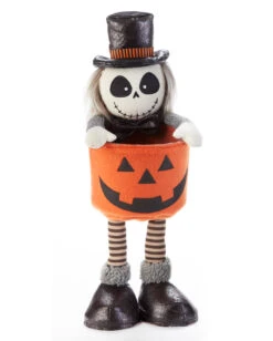 Stehendes Skelett Männchen Mit Kürbis Schale 39cm