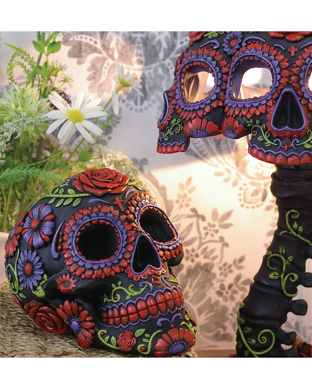 Sugar Skull Mit Blütenmuster – Bild 5