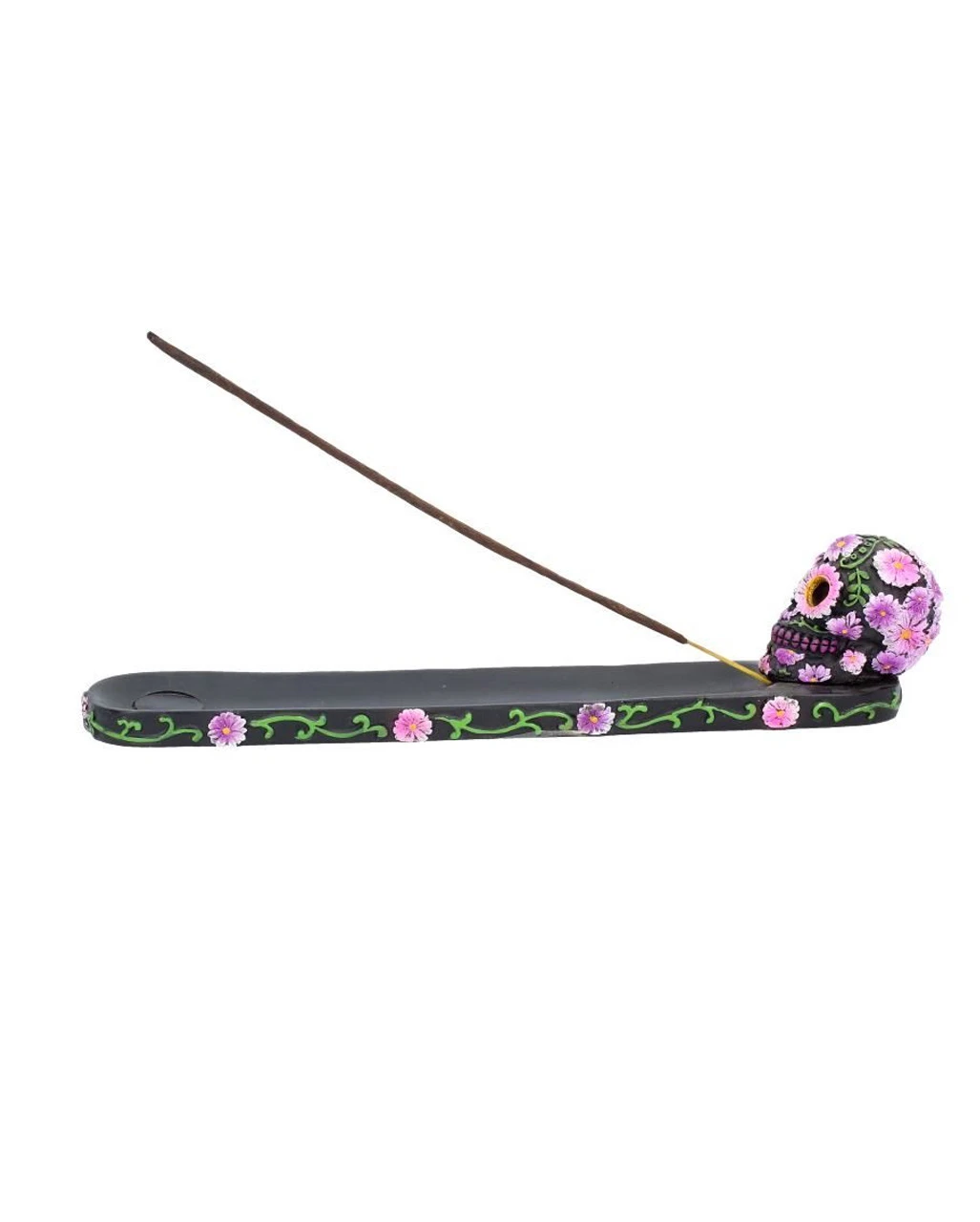 Sugar Skull Mit Blumen Räucherstäbchen Halter – Bild 3