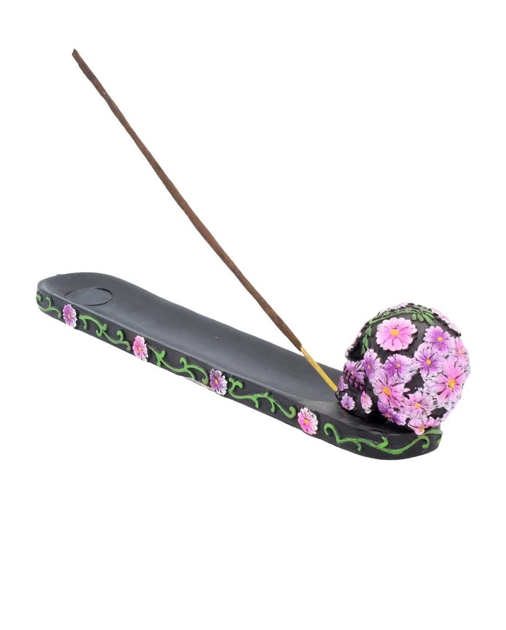 Sugar Skull Mit Blumen Räucherstäbchen Halter – Bild 4