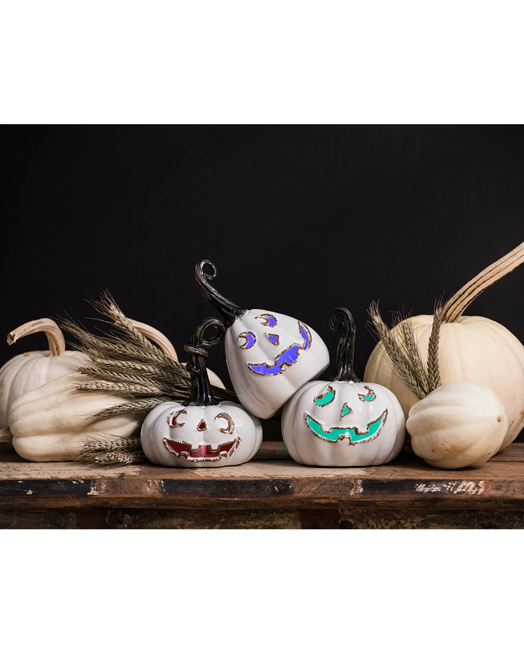 Halloween Vintage Keramik Kürbis Mit LED – Bild 2